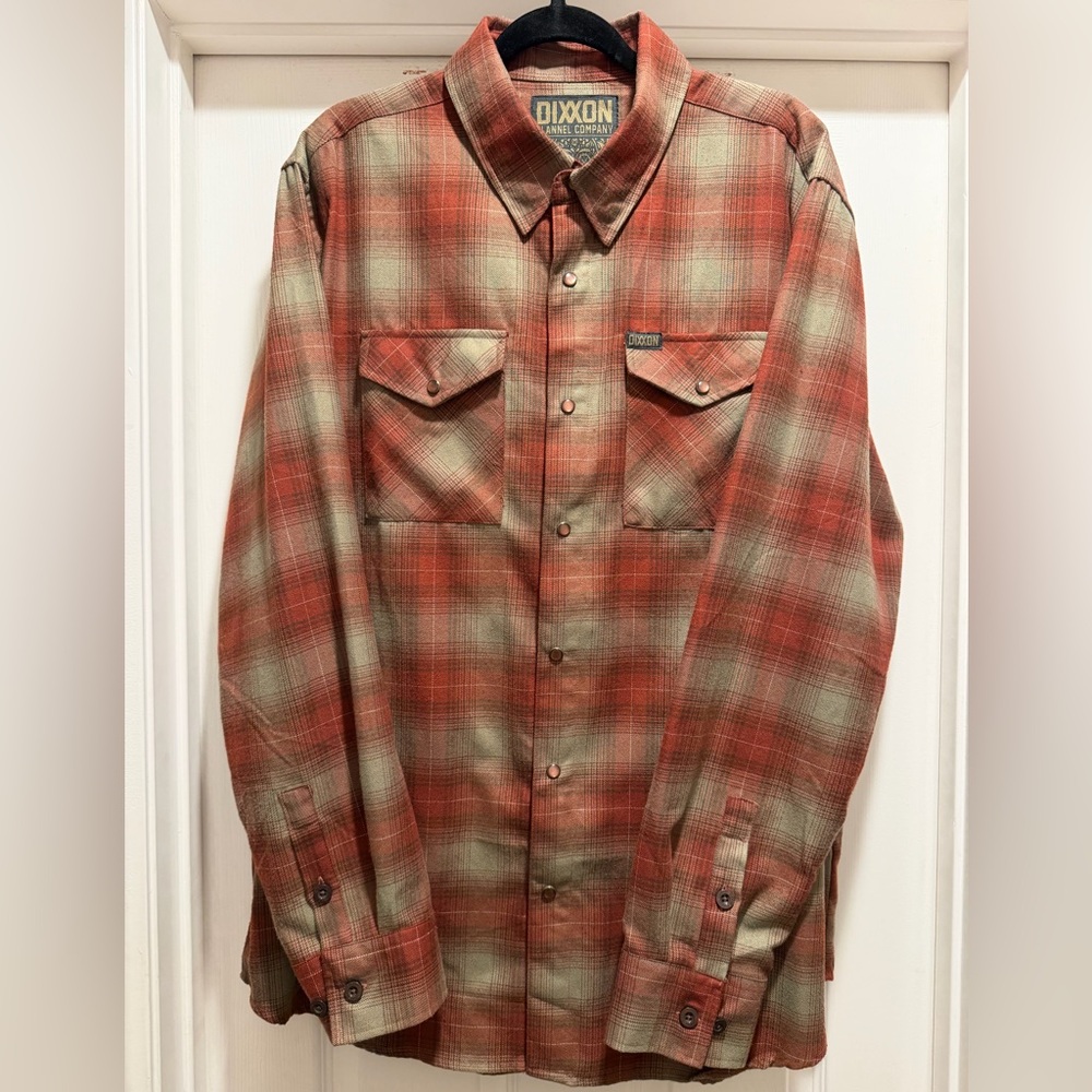 DIXXON "The JUAREZ" Red and Tan Snap Button-Up Flannel Shirt Men's CL